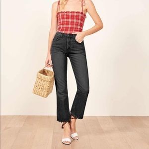 Reformation Black Jordi Ankle Kick Flare Jeans
